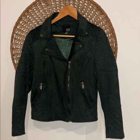 Kut from the Kloth green suede Moto Jacket size small - Picture 1 of 6